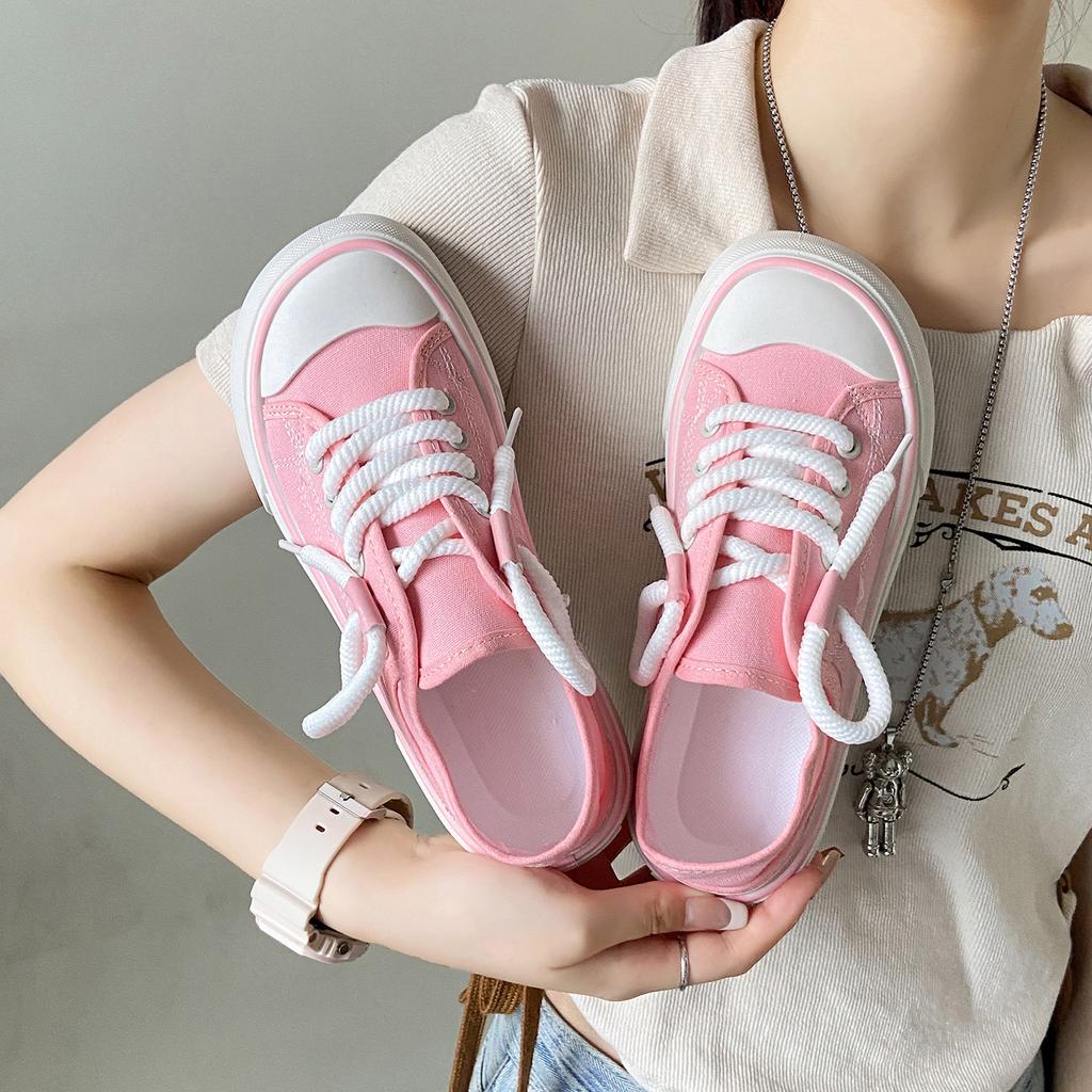 Milchähnliche und hässlich-süße Canvas-Schuhe mit breiter Zehenbox und dicker Sohle für Damen 2024 Neu Nische Original Mango-Kopf mit Rock Weiße Schuhe