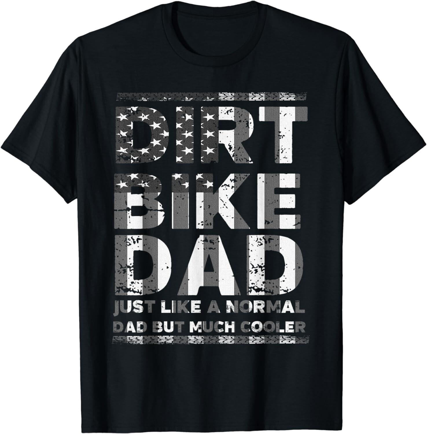 DIRT BIKE DAD Bike T-Shirt | Motocross Enduro US Flag Gift Unisex T-Shirt S разноцветный