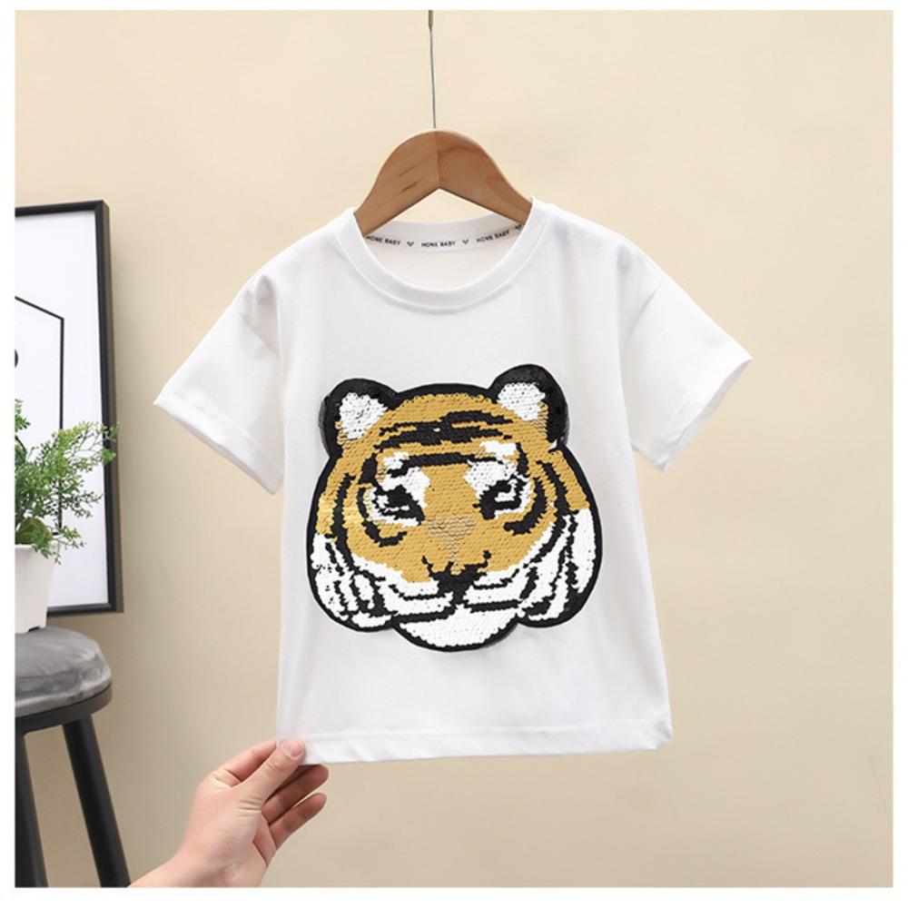 Children's short-sleeved T-shirt Panda Tiger boys casual sports T-shirt