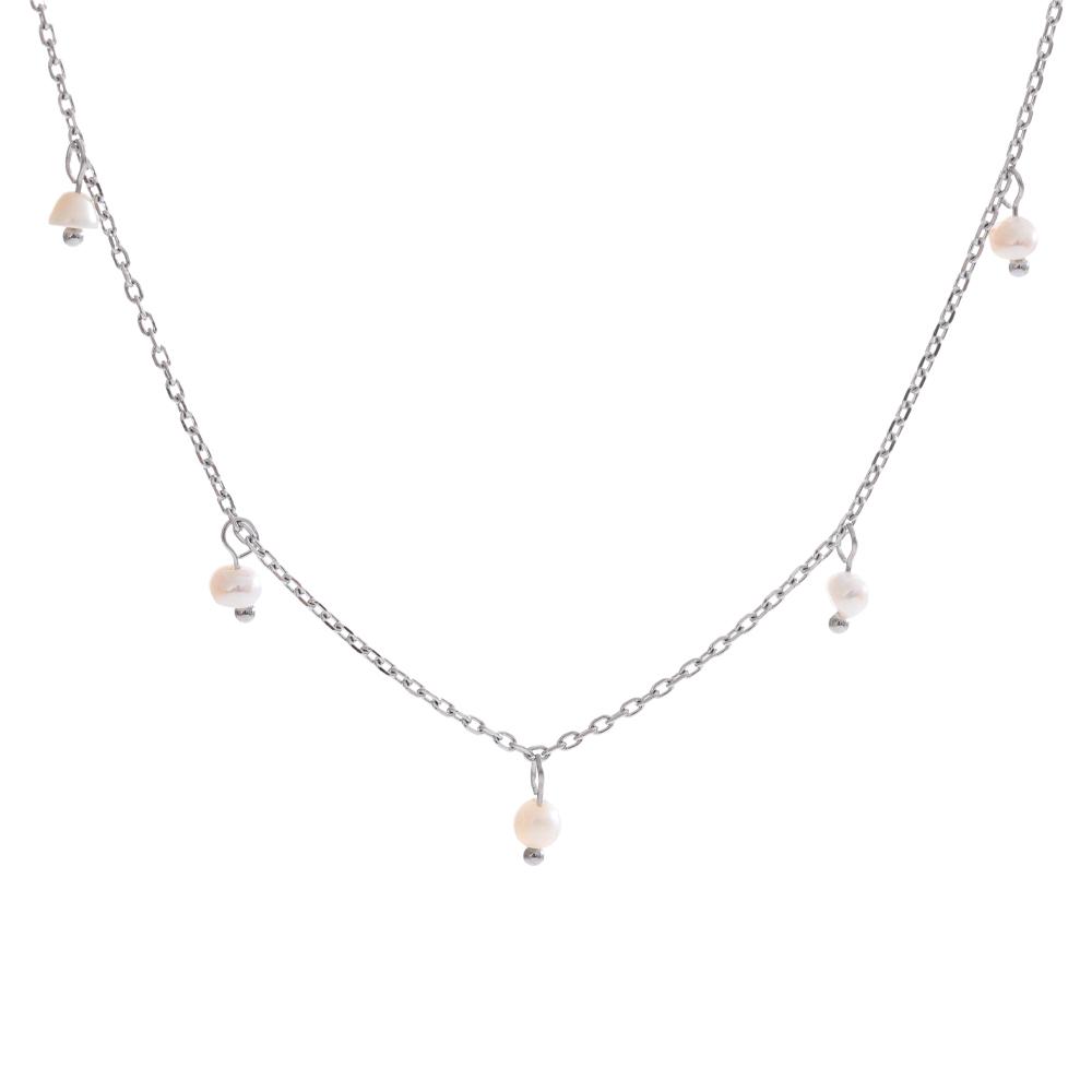 

Yhpup Stainless Steel Natural Freshwater Pearls Link Chain Handmade Necklace 18K PVD Plated Exquisite Jewelry Accessories Gift