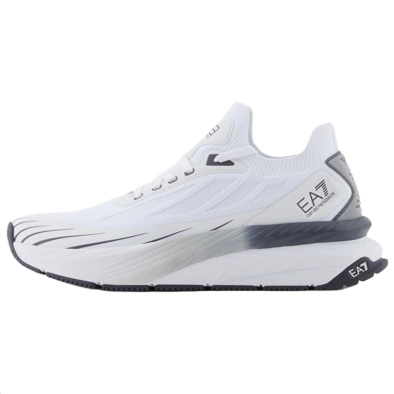 Emporio Armani EA7 Crusher Distance Knit Lace-Up Round-Toe Low-Top Casual Shoes Women sneakers White X8X176XK377U477 41.5