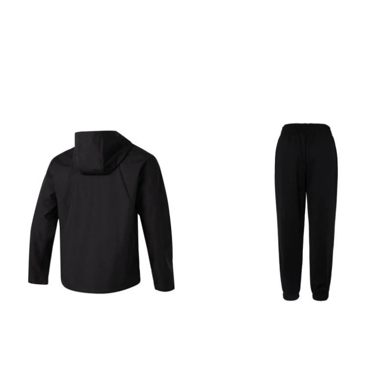 Under Armour Hooded Zip-Up Solid Color Long Sleeve Mid-Waist Elastic Pants Casual Sports Set Unisex sets Black 24600705-001+23600401-001