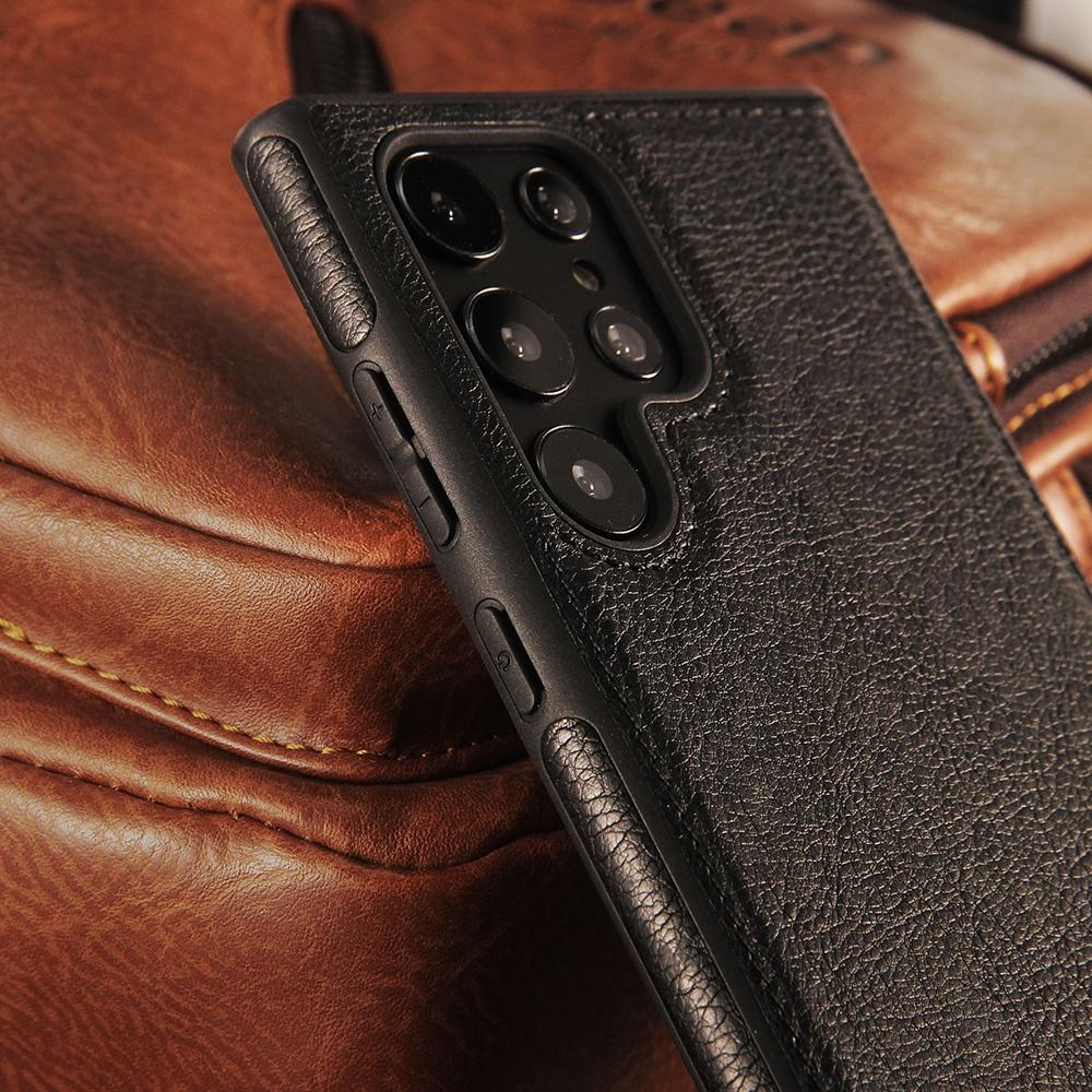 Für Samsung Galaxy S23 Ultra S23 Plus S22 Ultra Plus Handyhülle Stoßfest Matt Luxus Leder Liniennähte TPU Hülle