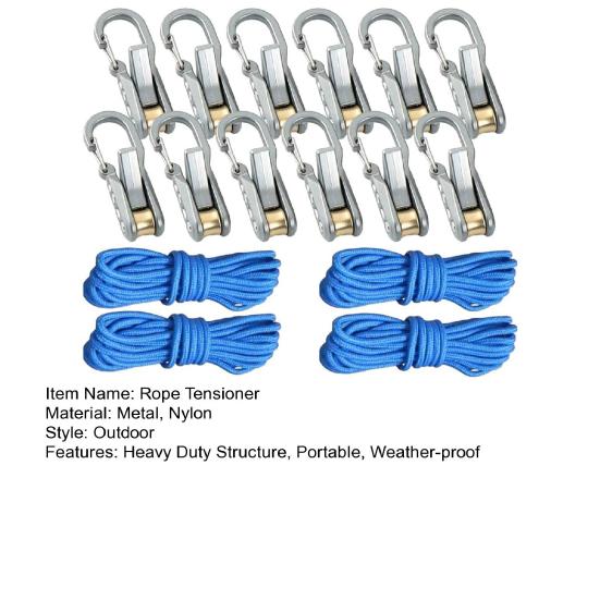 1 Juego Tensor de Cuerda con Rodillo para Cuerda Tensor Metálico de Alta Resistencia con Bloqueo de Leva para Mochilero al Aire Libre Senderismo Navegación Acampada Ajustador Tensor de Cuerda de Viento