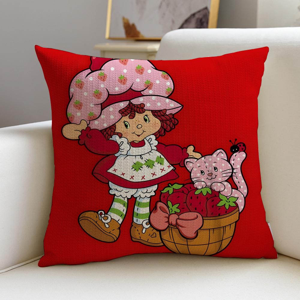 

Sweet SStrawberry ShortcakeS Cushion Cover Breathable and skinfriendly linen pillowcase square removable and washable cushion 30X30cm