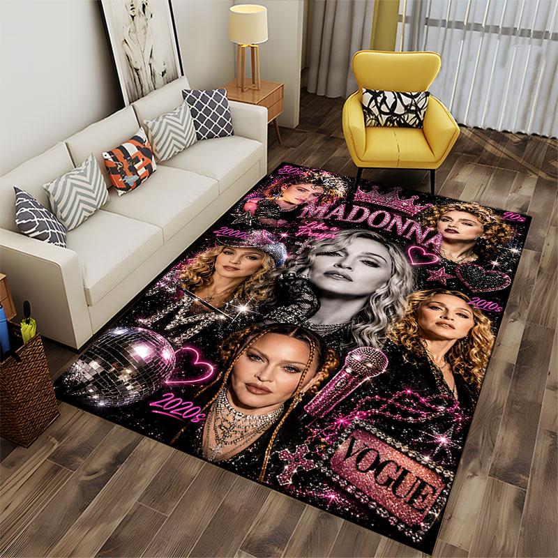 Madonna Muziek Tijdperk Collage Vloerkleed geschikt als antislipmat voor de woonkamer of slaapkamerbank
