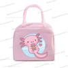 Funny Axolotl Series Lunch Bag Women Cartoon Axolotl Graphics Bento Thermal Handbags Thickened Insulation Kids Lunch Box Bag
