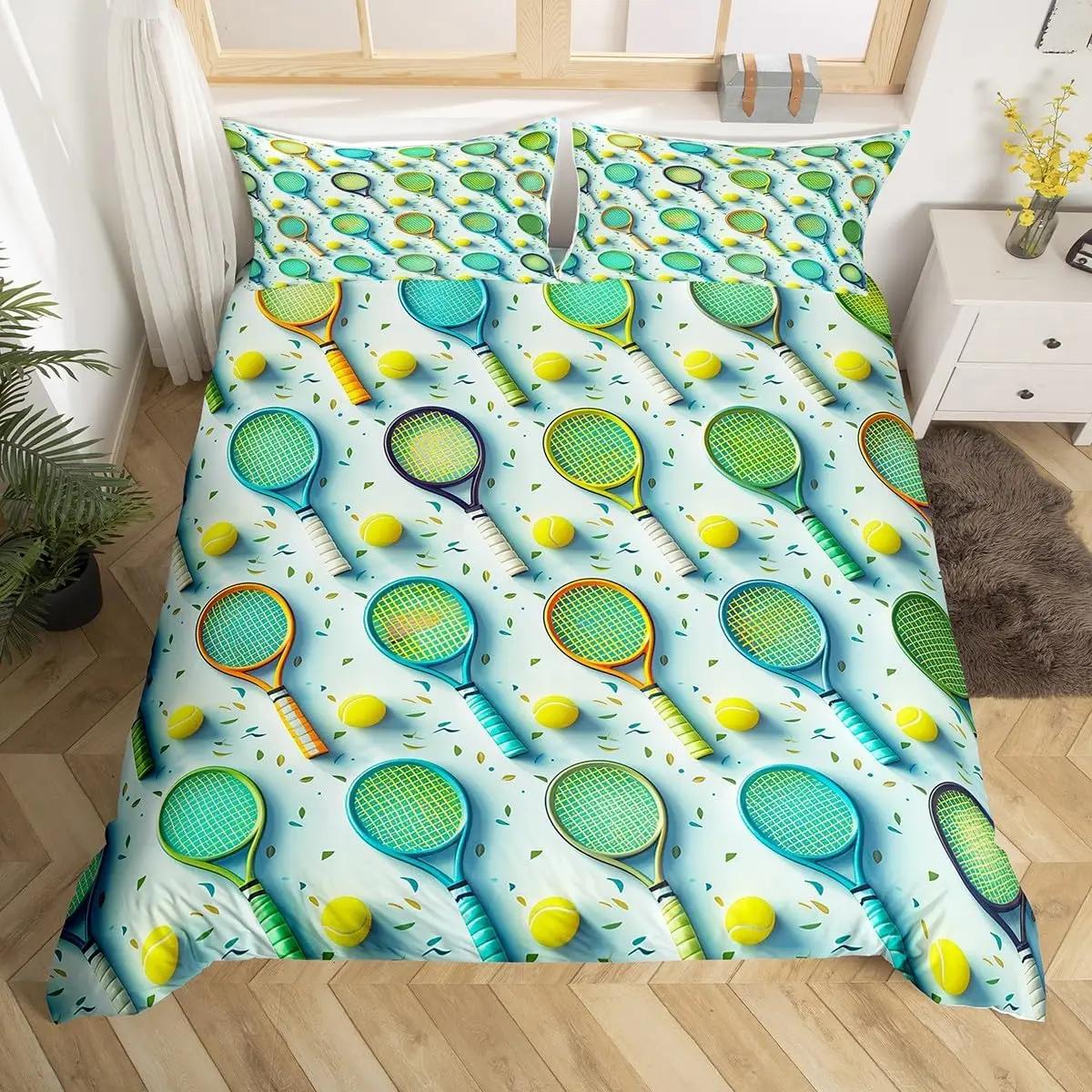 

Boys Tennis Ball Bedding Set Ball Sports Game Theme Duvet Cover Twin Queen for Kids Teens Adult Tennis Court Comforter Cover EU Single(135*200cm)3pcs