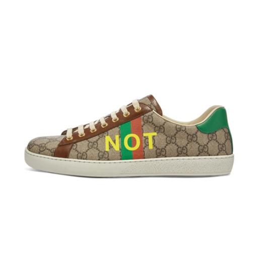 

GUCCI ACE Fake/Not Canvas Print Low Top Sneaker Women s Brown 636359 2GC10 8260 EU 35 коричневий