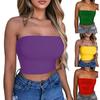 Women Sexy Solid Color Strapless Cropped Mini Bustier Slim Elastic Tube Top