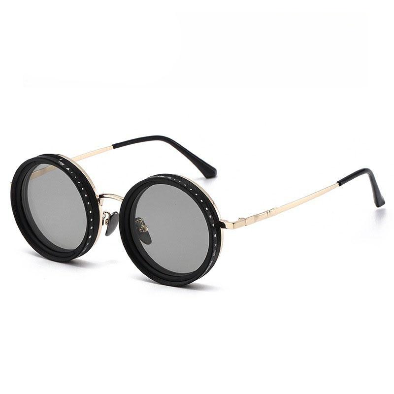 Vintage Round Steampunk Polarized Sunglasses For Men Women Outdoor Sport Shades -Level Adjustable Dimming Sun Glasses Uv400