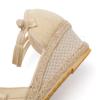 2025 New Korean Style Women's Wedge Heel Sandals: Comfortable Pointed Toe Buckle Linen Casual Sandals