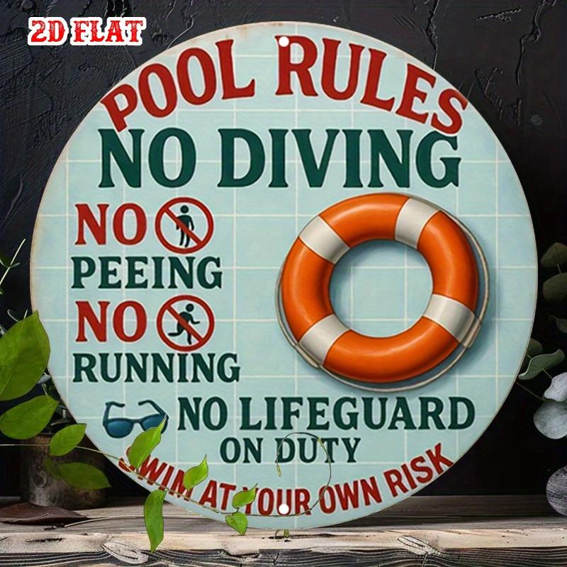 D Plat Rond Aluminium Bord van cm Met een Waarschuwing voor Afwezige Strandwacht En een Geen Duikmelding Perfect voor Zwembad
