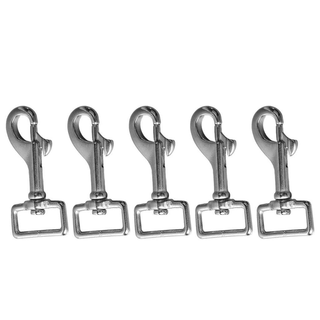 5PCS 27mm Square Tail Snap Hooks 360 Degree Rotating Hook 316 Stainless Steel Spring Shackles for Belt Dog Leash