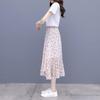 Women  High Waisted Floral A-line Skirt Half Length Skirt Summer Pleated Skirt Medium Length Dress