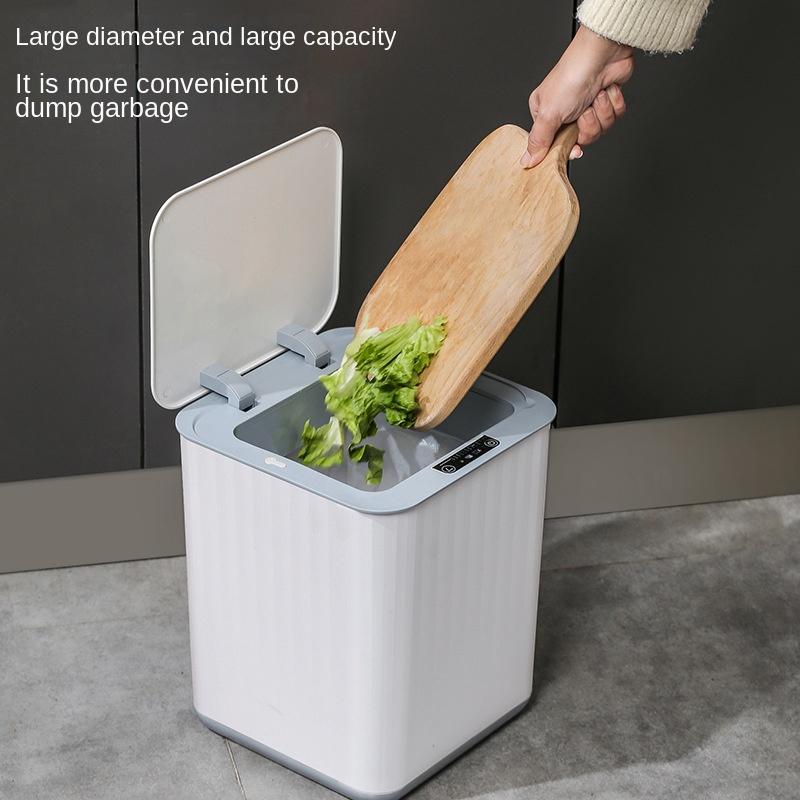 18Lnew Luminous Intelligent Automatic Induction Trash Can Kitchen Living Room Toilet Spray Disinfection Folding Storage Box Home