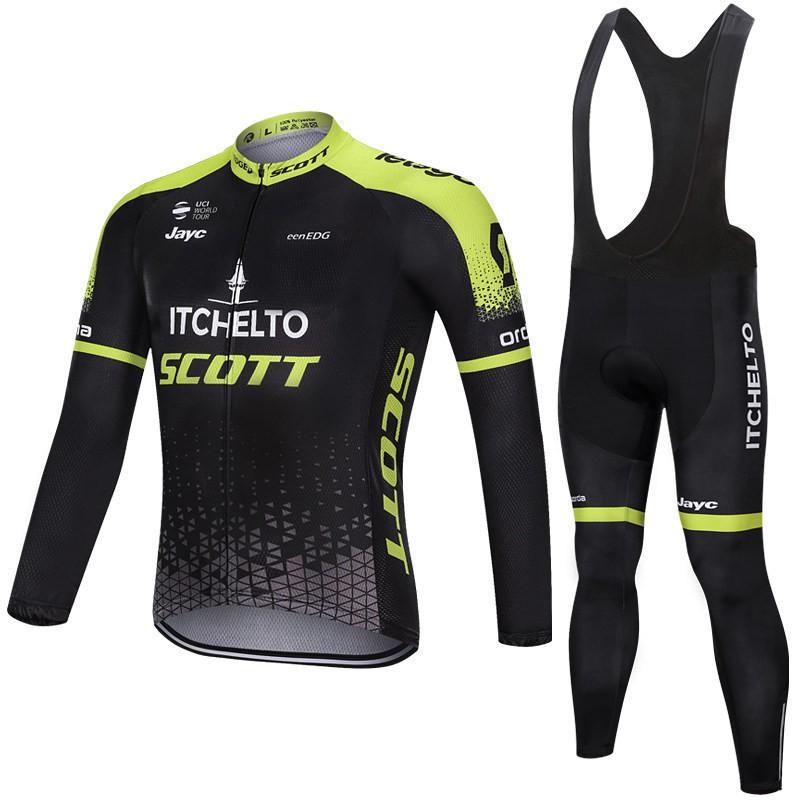 Herren Damen Radsport Trikot Trägerhose Set Atmungsaktiv Langarm Rennrad Outfit