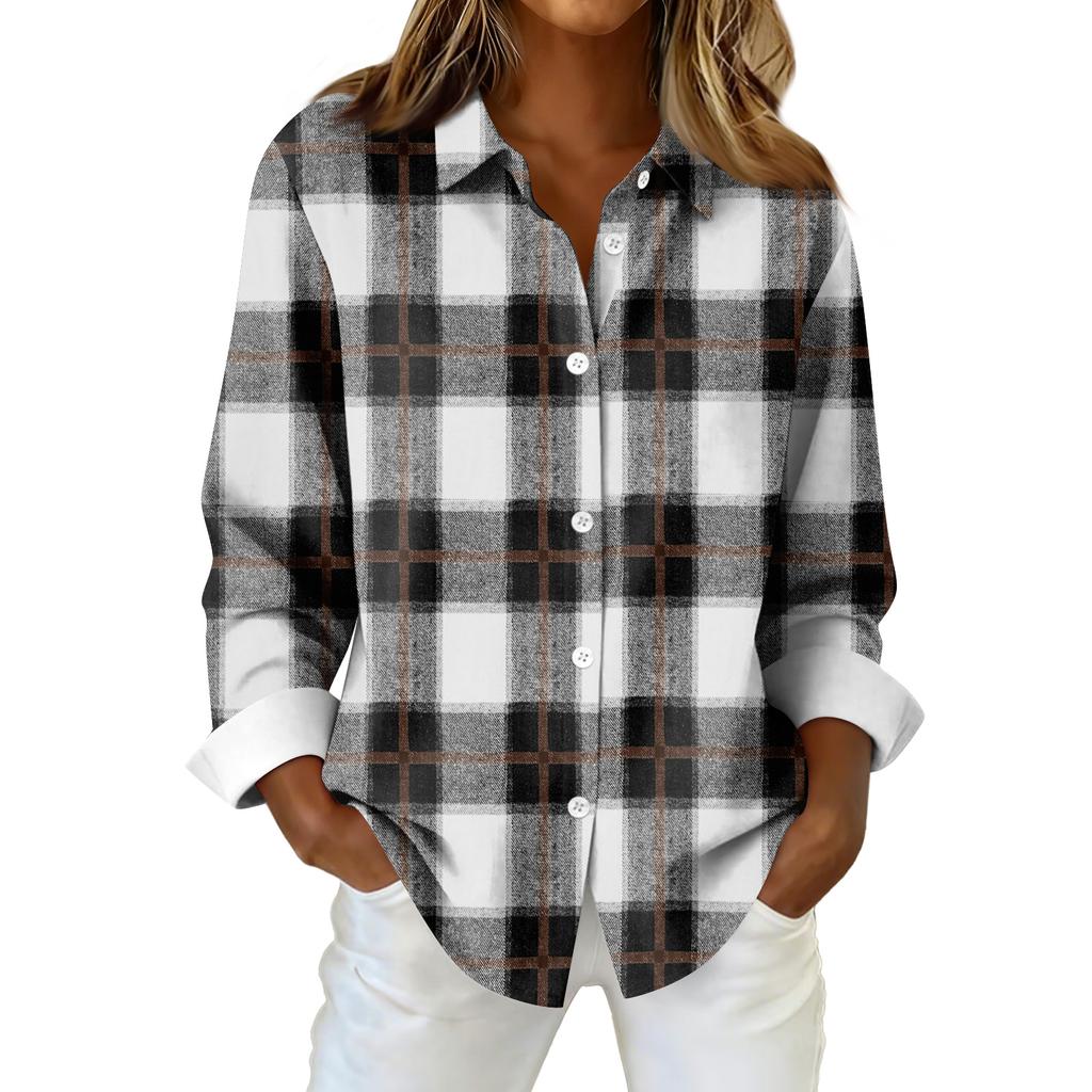 Women's Shirt Blouse Christmas Print Button Long Sleeve Casual Basic Shirt Collar Regular Top