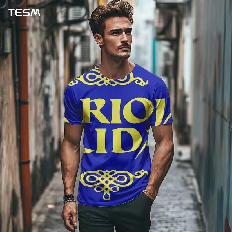 Summer Men's T Shirt Casual Round Neck Loose Tops Fashion Color Contrast Print T Shirt for Men Funny 3D Tee Street Trend Clothes