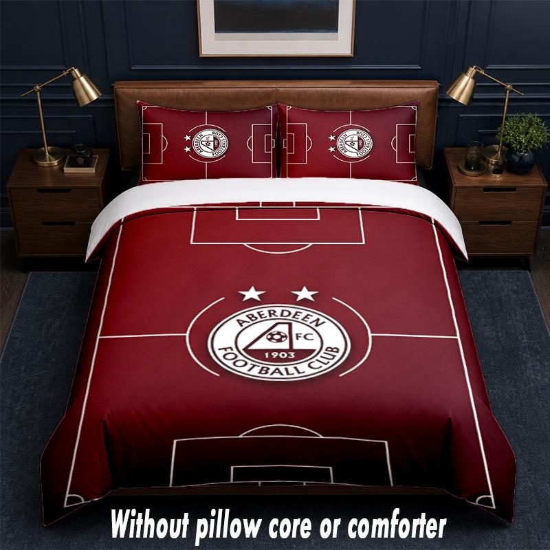 Set Biancheria da Letto Design Aberdeen FC 1 Copripiumino + 2 Federe Morbido Traspirante Biancheria da Letto per la Casa