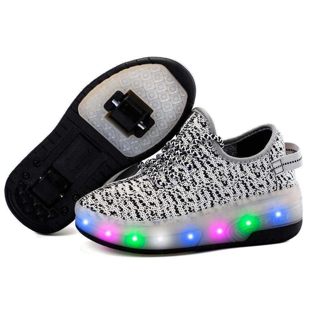 Summer Coconut Shoes Double Wheel Runaway Shoes Children's Pulley Shoes LED Light Shoes Vibration Luminous Shoes Full Circle Light