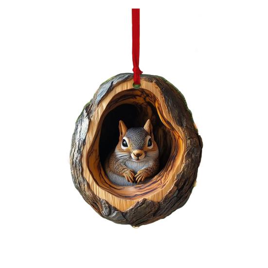 

Рождественский орнамент в виде животного 2D Акриловые лесные животные Украшения Веселые принты животных Совы Еноты I