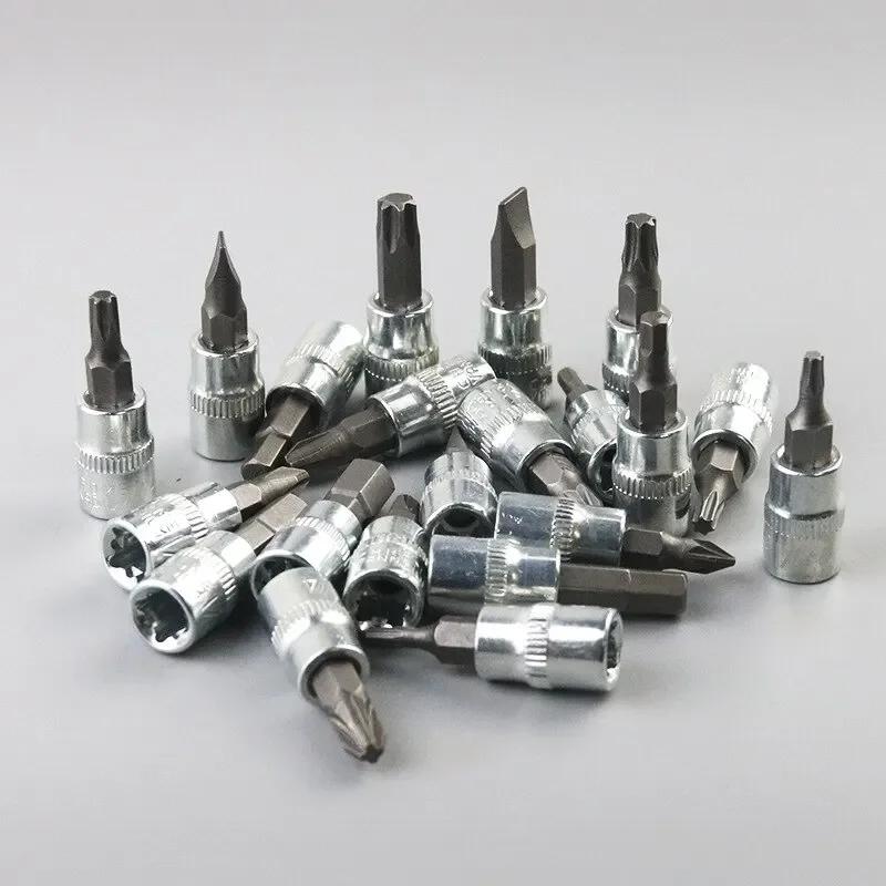 46pc Drive Socket Set 1/4 Inch Ratchet Wrench Set with Sockets Metric Hex Bit Socket Set Mechanic Tool Kits for Hous Auto Repair