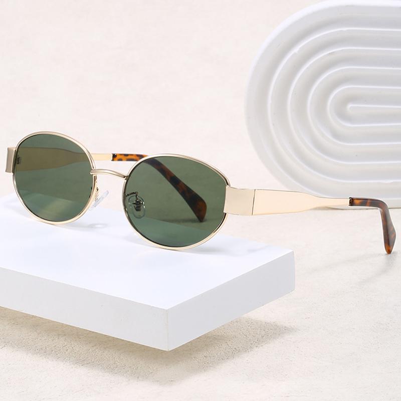 Cool Small Oval Sunglasses Luxury Brand Designer Metal Frame Vintage Sun Glasses Unisex Gold Black UV400