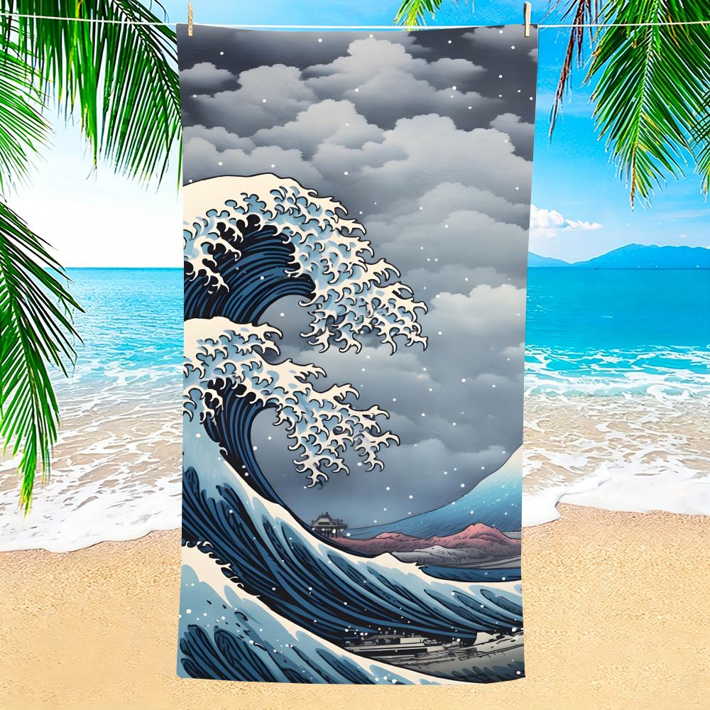 Towel Microfiber Beach Towel, Quick-Dry, Sand-Free, Ultra-Fine Fiber, Super Soft. T-The Great Wave Off Kanagawas