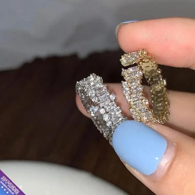 Exquisite   Luxus Intarsien Diamant glänzende Ringe für Frauen Hohe Qualität neu im Verlobungsring offen Hochzeit Feiner Schmuck