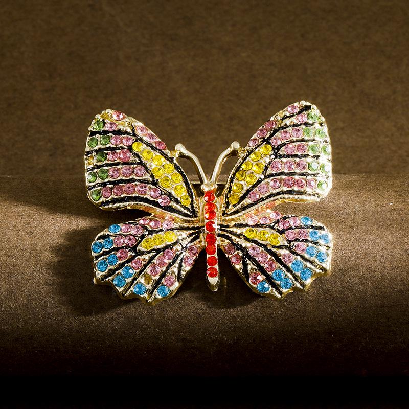 Rhinestone Butterfly Rainbow Brooch - Versatile Anti-Exposure Clothing Pin