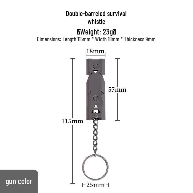 Double Tube High Decibel Stainless Steel Survival Whistle