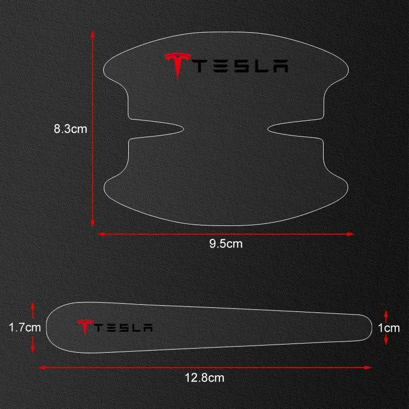 FHR1 8Pcs Car Accessories Anti-wear Transparent Door Handle Protective Sticker For Tesla Model 3 2021 S X Y Style Roadster Invader
