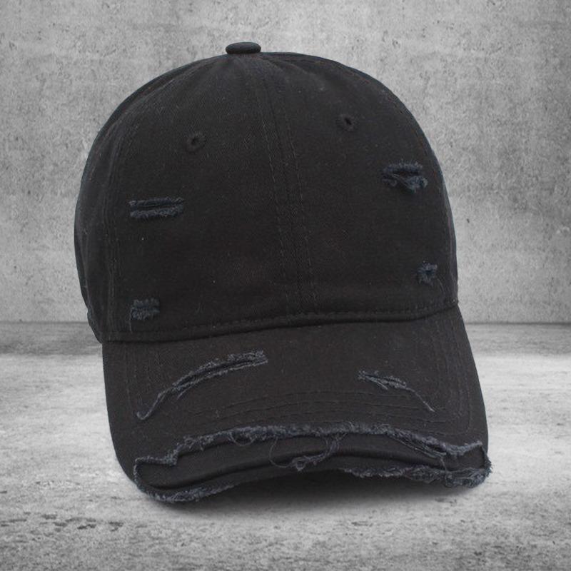 Peaked cap Cotton ripped baseball cap Men's versatile soft top curved brim sun hat Embroidery Women's trend