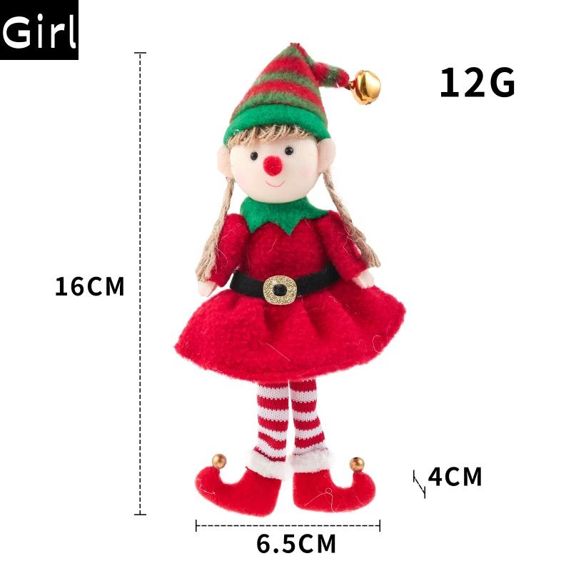 4-1PC Christmas Elves Stuffed Plush Dolls Hanging Ornaments Xmas Tree Decor Cute Boy Girl Elf Pendant Kids Gifts New Year Gifts