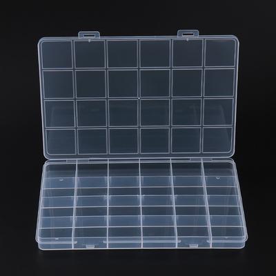 Caja de almacenamiento vacía transparente con 24 rejillas para decoración de uñas, contenedor para accesorios de exhibición de cuentas de purpurina