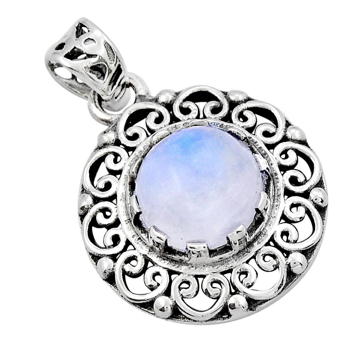 

5.18cts Радужный лунный камень 925 пробы Серебряный кулон Ювелирные изделия ручной работы