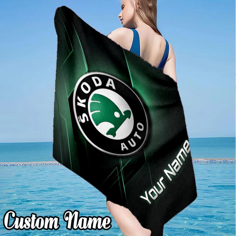 Custom Name ŠKO-DA Beach Towel - Soft, Ultra-Absorbent Microfiber, Lightweight, Perfect for Beach, Parties, Travel, Camping