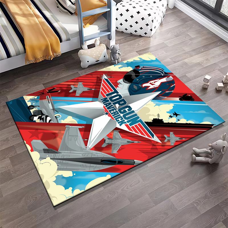 Top Gun Maverick Themed Carpet with Aircraft and Star Design Suitable for use as an anti-slip for living room bedroom sofas