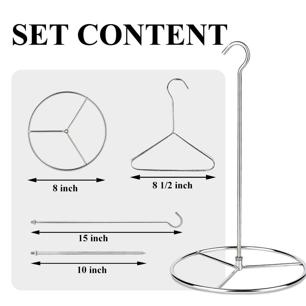 Stainless Steel Turkey Fryer Rack Kit Vertical Replacement Parts Roasting Grill Stand with Lifter Hook Chicken Roaster Rack