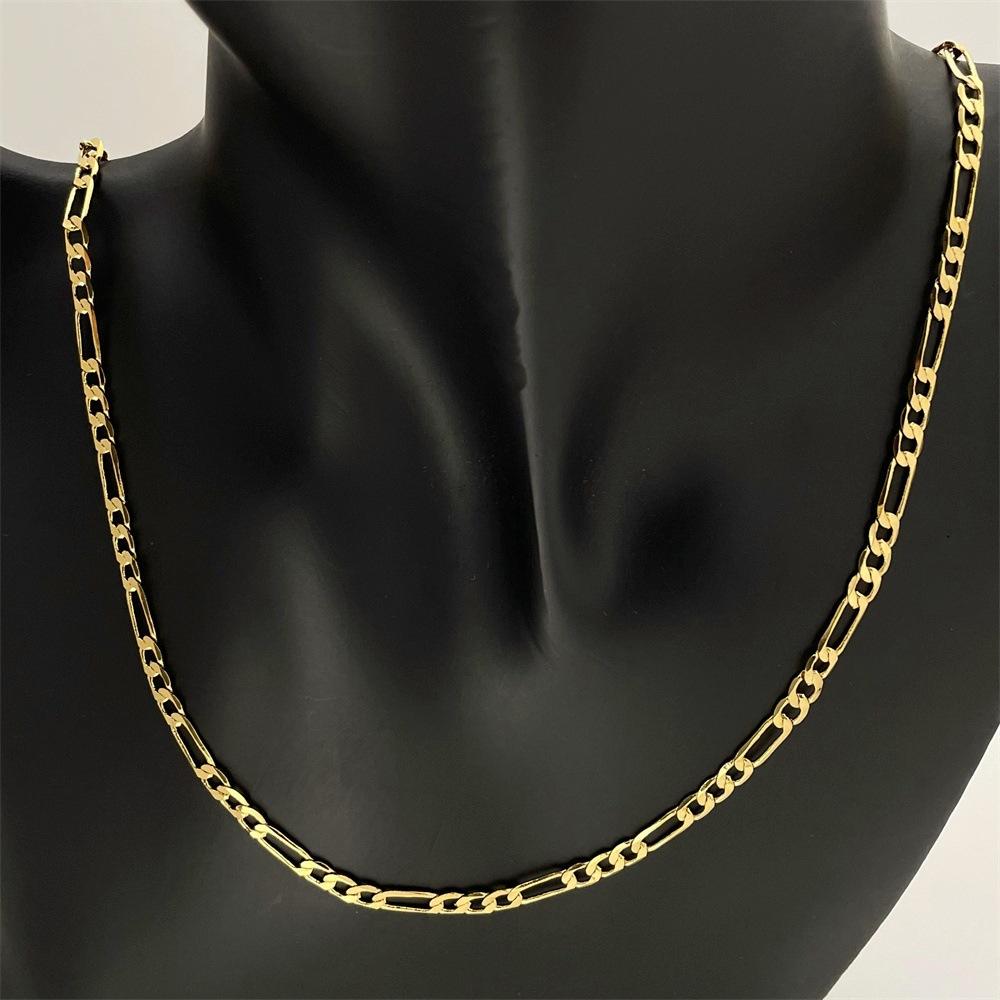 Gold Color Width 4mm Italian Craft Handmade Necklace For Both Women And Man Chain