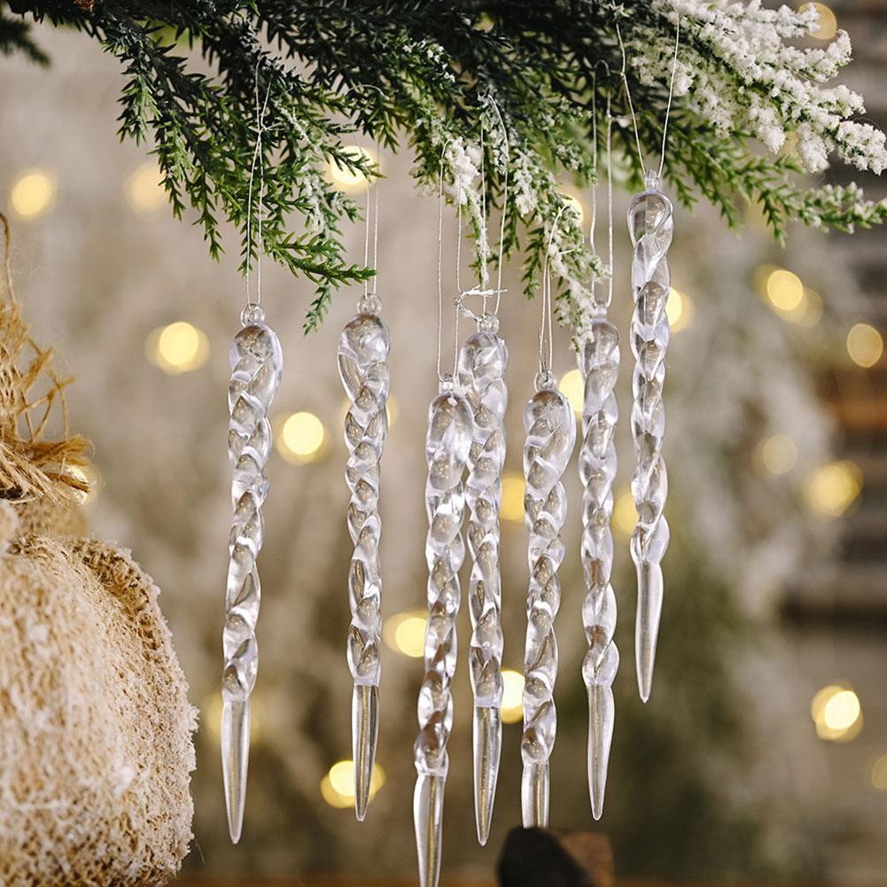 

12 шт. Рождественский прозрачный искусственный лед, подвесное украшение для елки, ледяной бар, маленькая подвеска, искусственная сосулька, зимняя вечеринка, новогодний декор