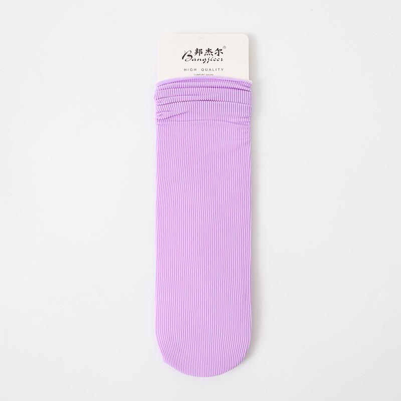 Women's Trendy Mid-Tube Ice Velvet Socks - Solid Colors and Fashionable Curls