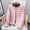 Women's Lightweight Down Cotton Jacket Autumn Winter Versatile Layer Short Round V Neck
