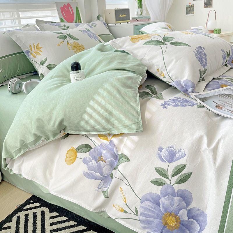 Zestaw czteroczęściowy Klasy A Domowy Gruby Przyjazny dla skóry Piaskowany Twill Ins Kreskówkowy Pokrowiec na kołdrę Zestaw trzyczęściowy na łóżko do akademika