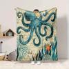 1Pc Oceanic Octopus Majesty Blanket Soft And Comfortable Casual Warm Camping Travel Christmas Halloween Xmas Gift M928236