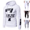 Men's Casual New York Letter Print Sweater Hoodie Pants Fashion Set Pants+Top