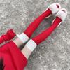 Classical Holiday Themed Cosplay Christmas Thigh High Long Socks for Women Plush Top Patchwork Over the Knee Stockings