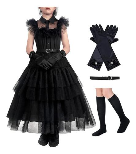 Klfflgid - Wednesday Addams Dress For Kids, Halloween Cost