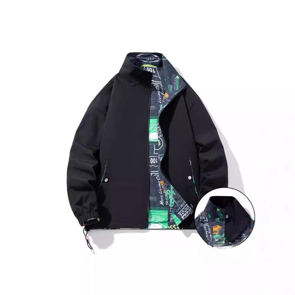 American Crew Neck Loose Baseball Jersey Versatile Casual Korean Version Spring and Autumn Jacket Couple Double-sided Men's Jacket